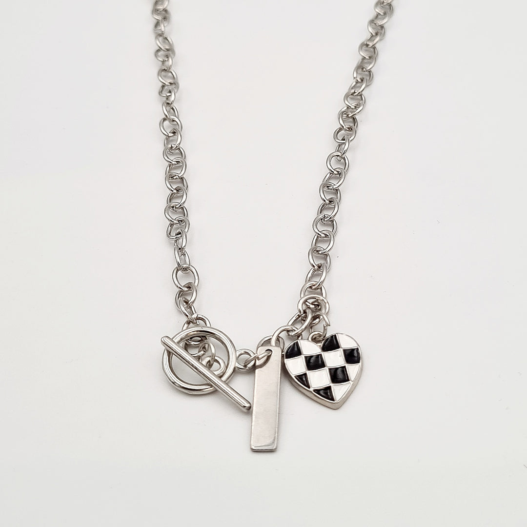 Silver Heart Rolo Chain Necklace