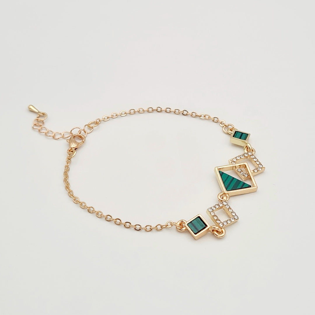 Gold Square Green Bracelet