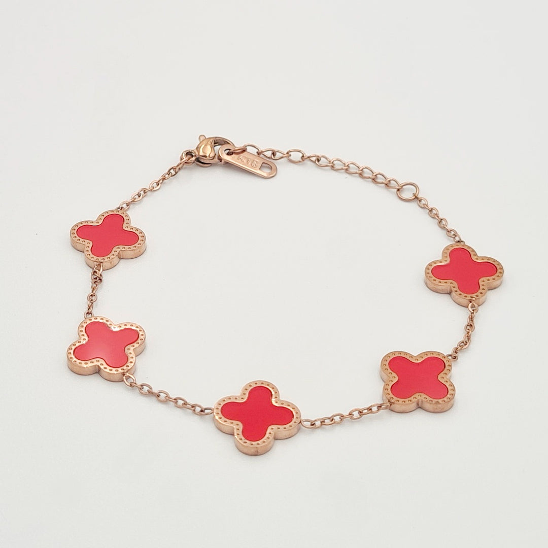 Rose Gold Red Clover Bracelet