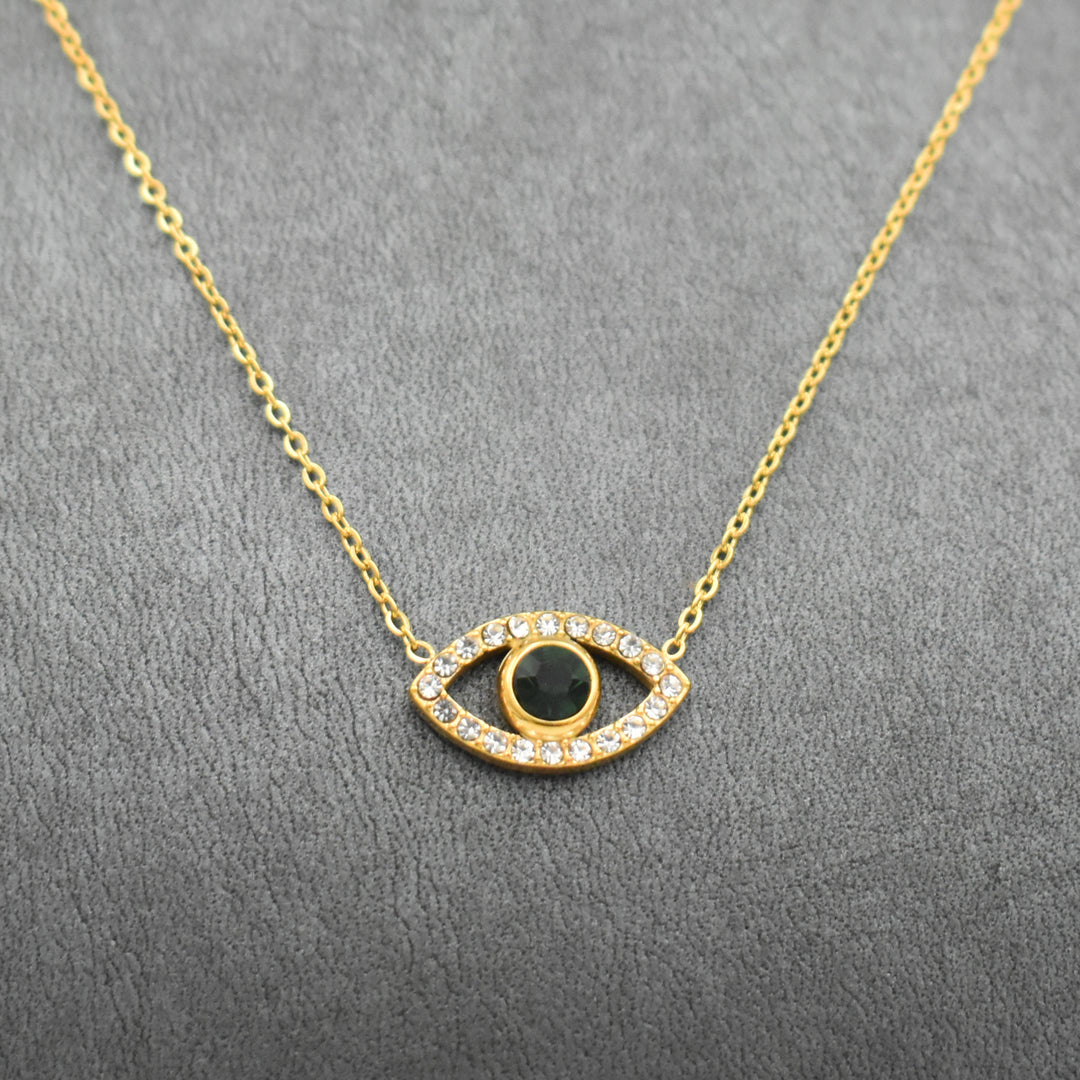 Gold Plated Black Stone Zirconia Necklace