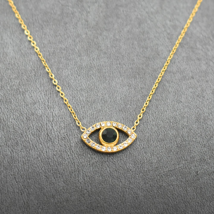 Gold Plated Black Stone Zirconia Necklace