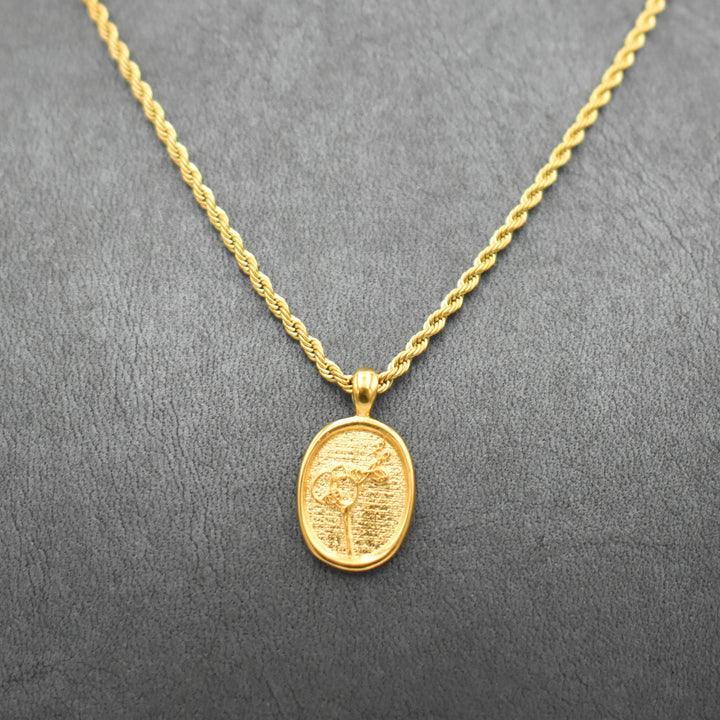 Gold Plated Flowered Coin Necklace