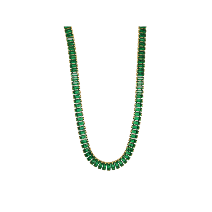 Green Cubic Zirconia Baguette Necklace