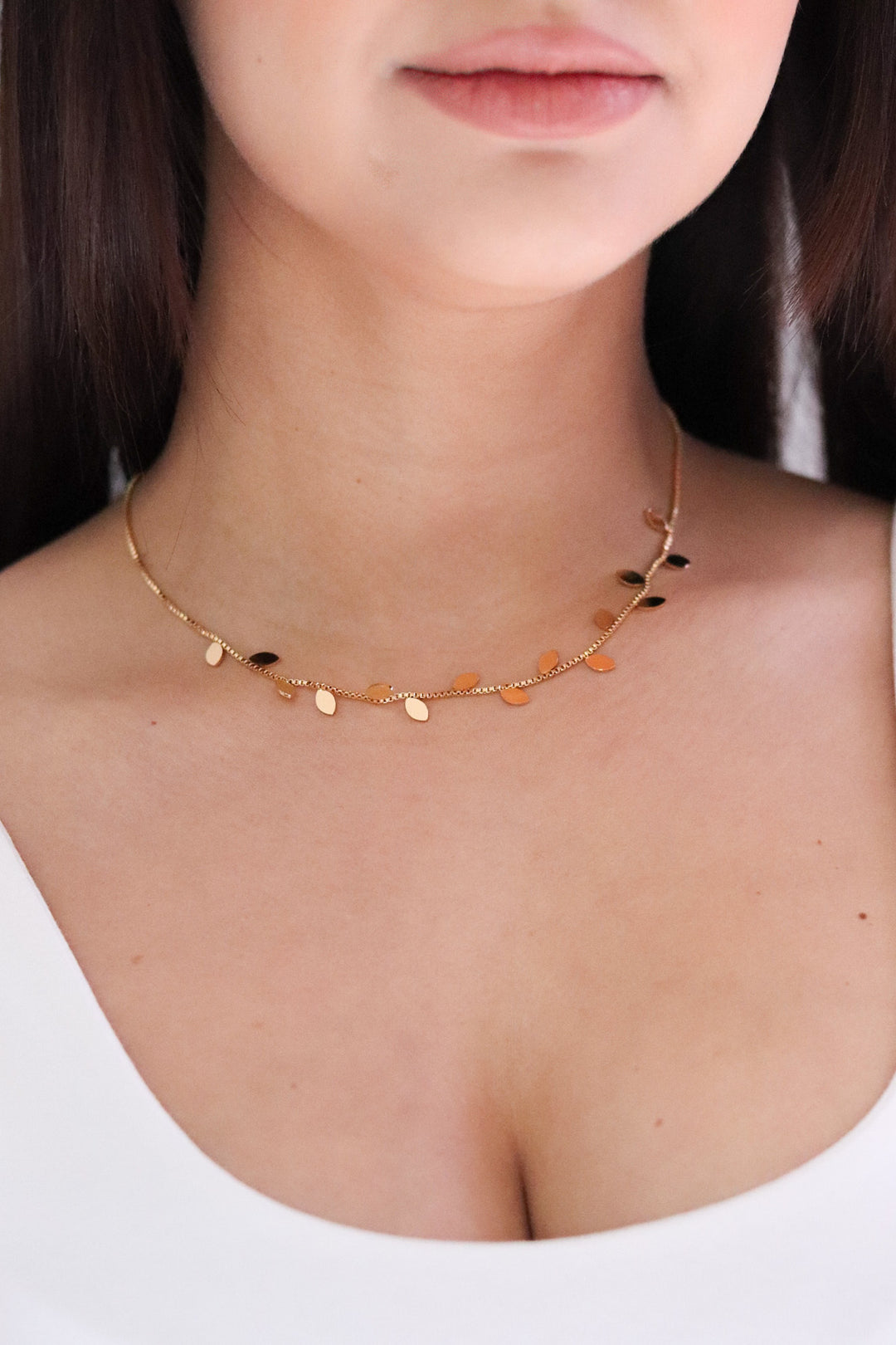 Gold Plated Multiple Leaf Detail Necklace