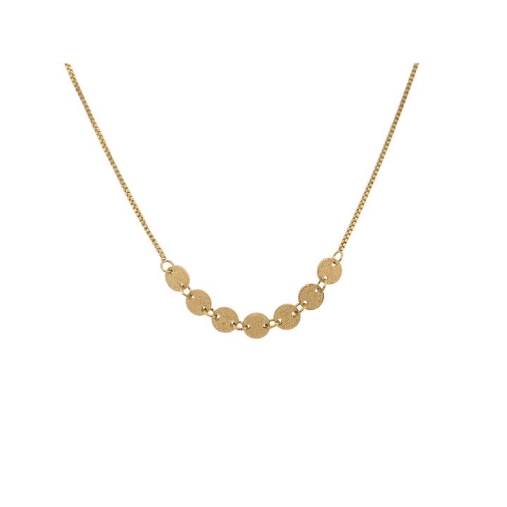 Gold Plated Necklace with Multiple Brushed Gold disks