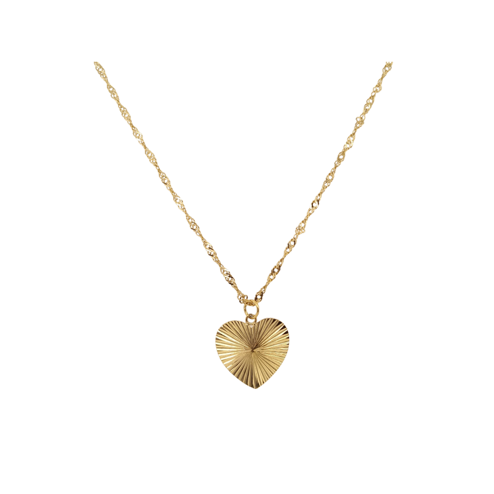 Gold Plated Necklace and Patterned Heart Pendant