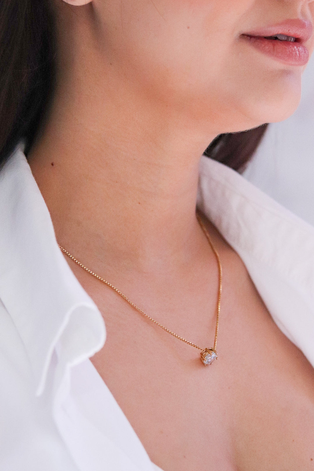 Gold Plated Necklace with Cubic Zirconia Pendant