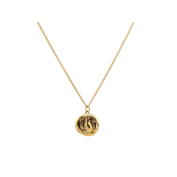 Gold Plated Necklace and Patterned Shell Pendant