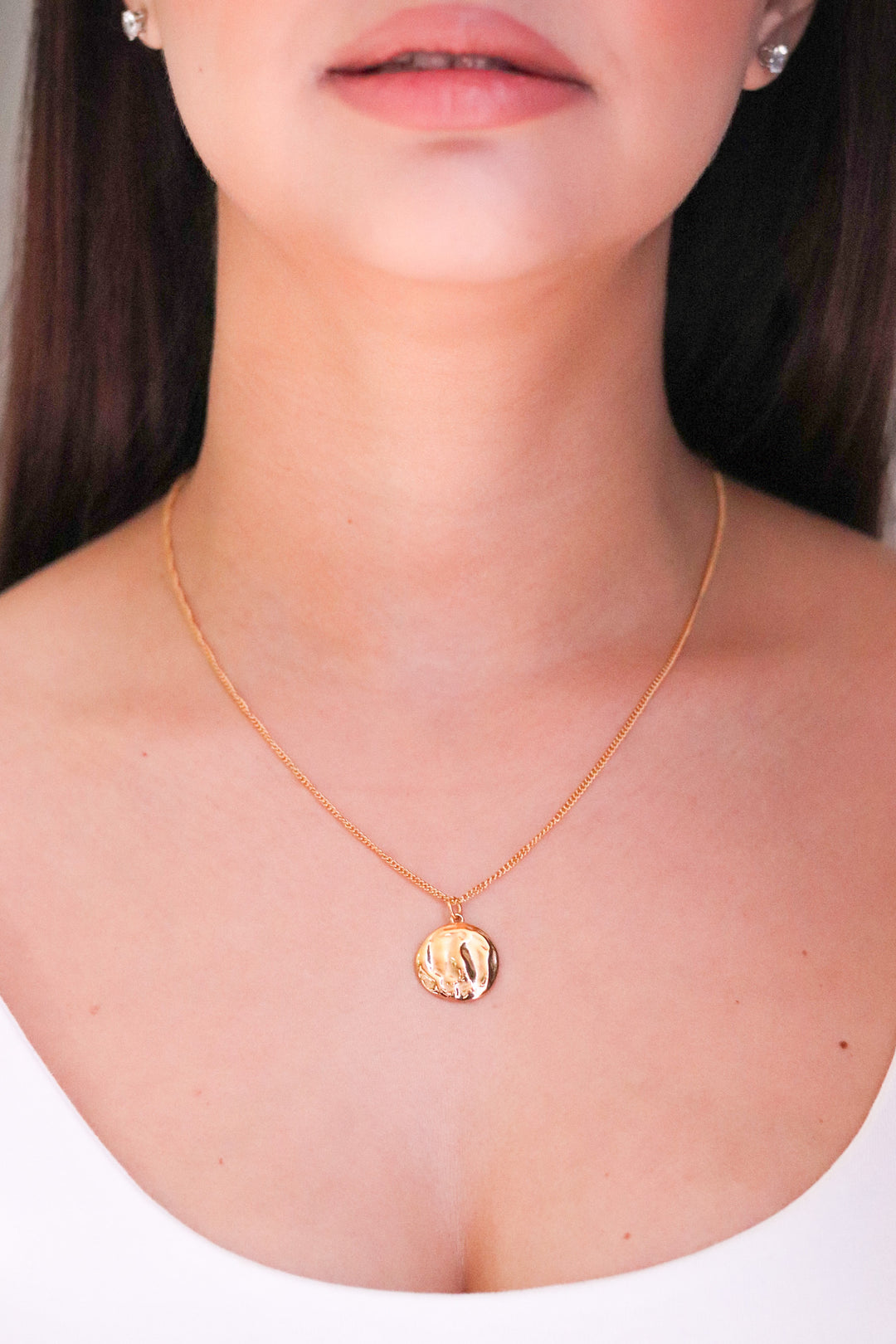 Gold Plated Necklace and Patterned Shell Pendant