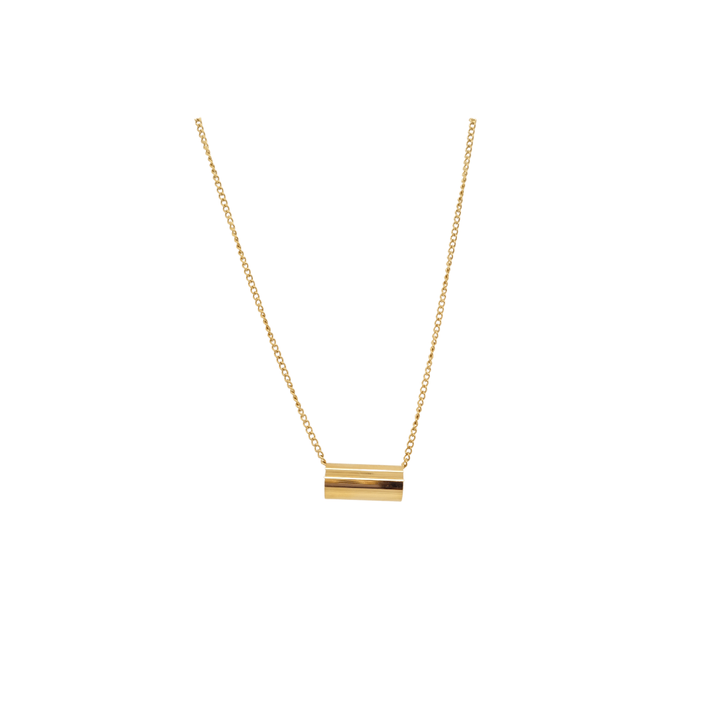 Gold Plated Necklace and Cylinder Pendant