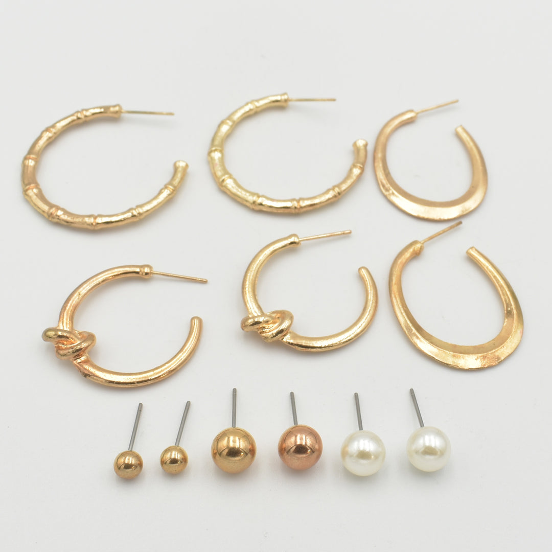 Gold Knot Hoop 6-Pack Earrings