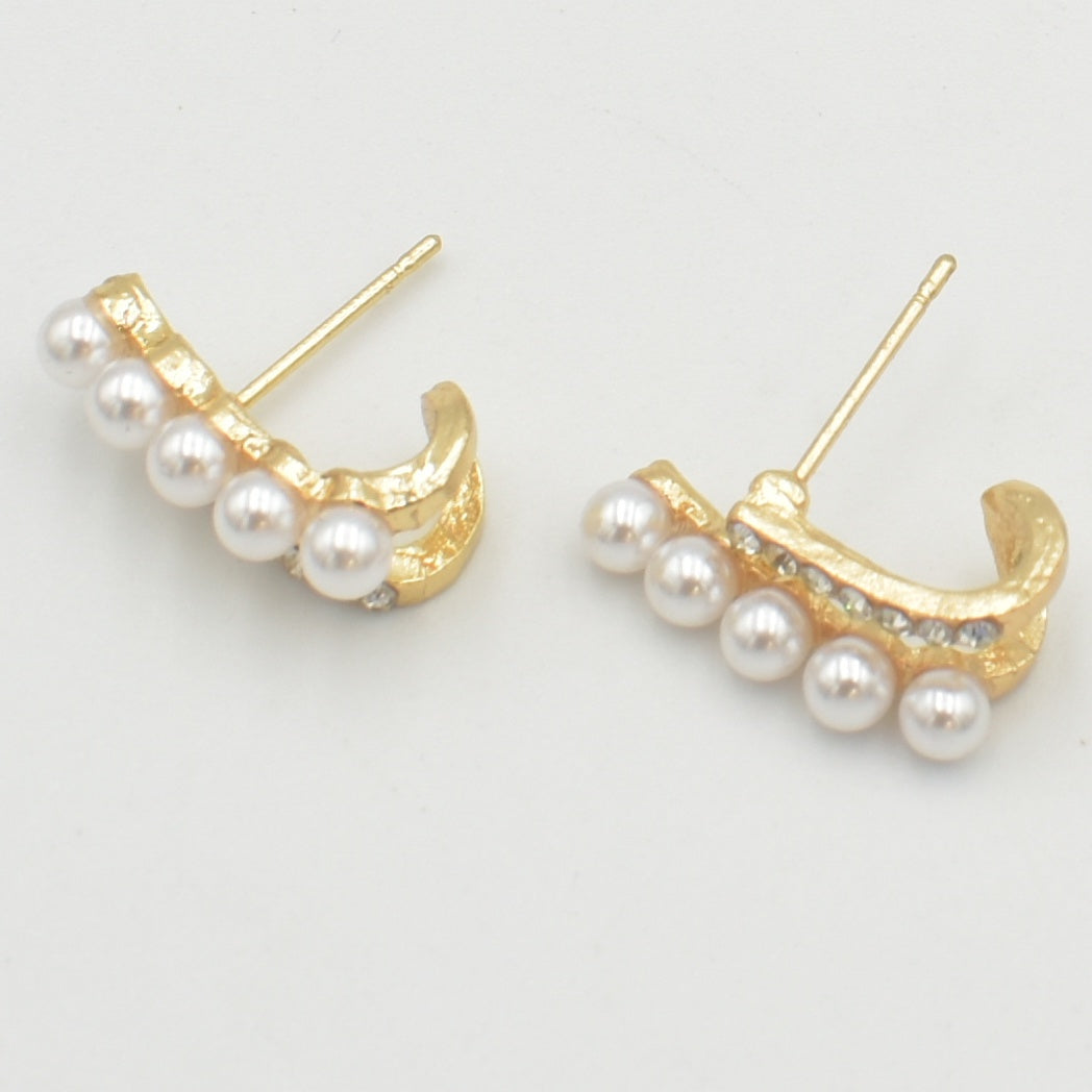 Pearl Dainty Diament Stud Earrings