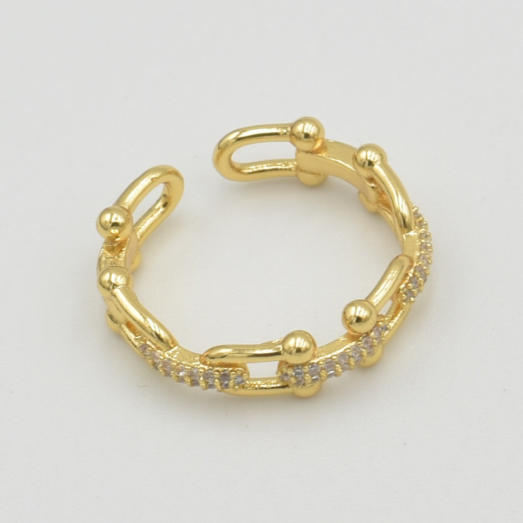 Gold Chain Crystal Ring