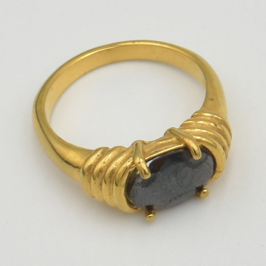 Gold Oval Black Signet Ring