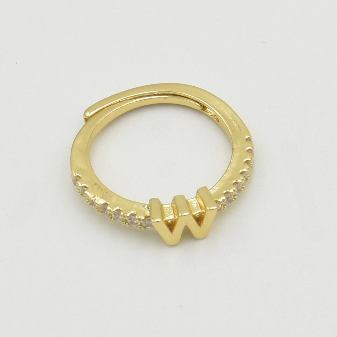 Cubic Zirconia Letter 'W' Ring
