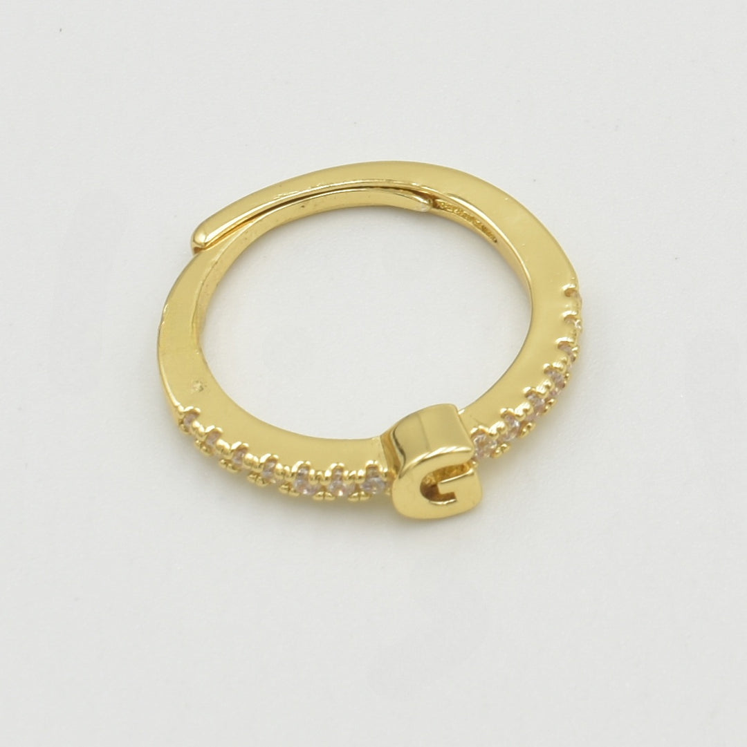 Cubic Zirconia Letter 'G' Ring