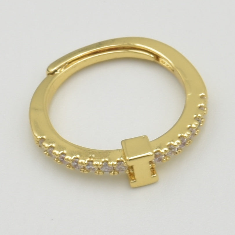 Cubic Zirconia Letter 'I' Ring