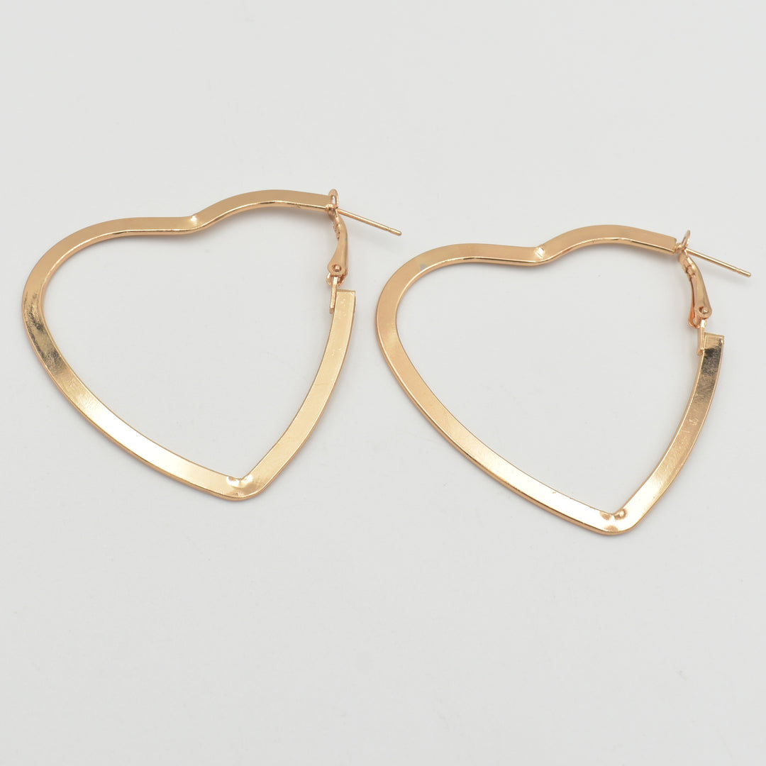 Gold Open Heart Hoop Earrings