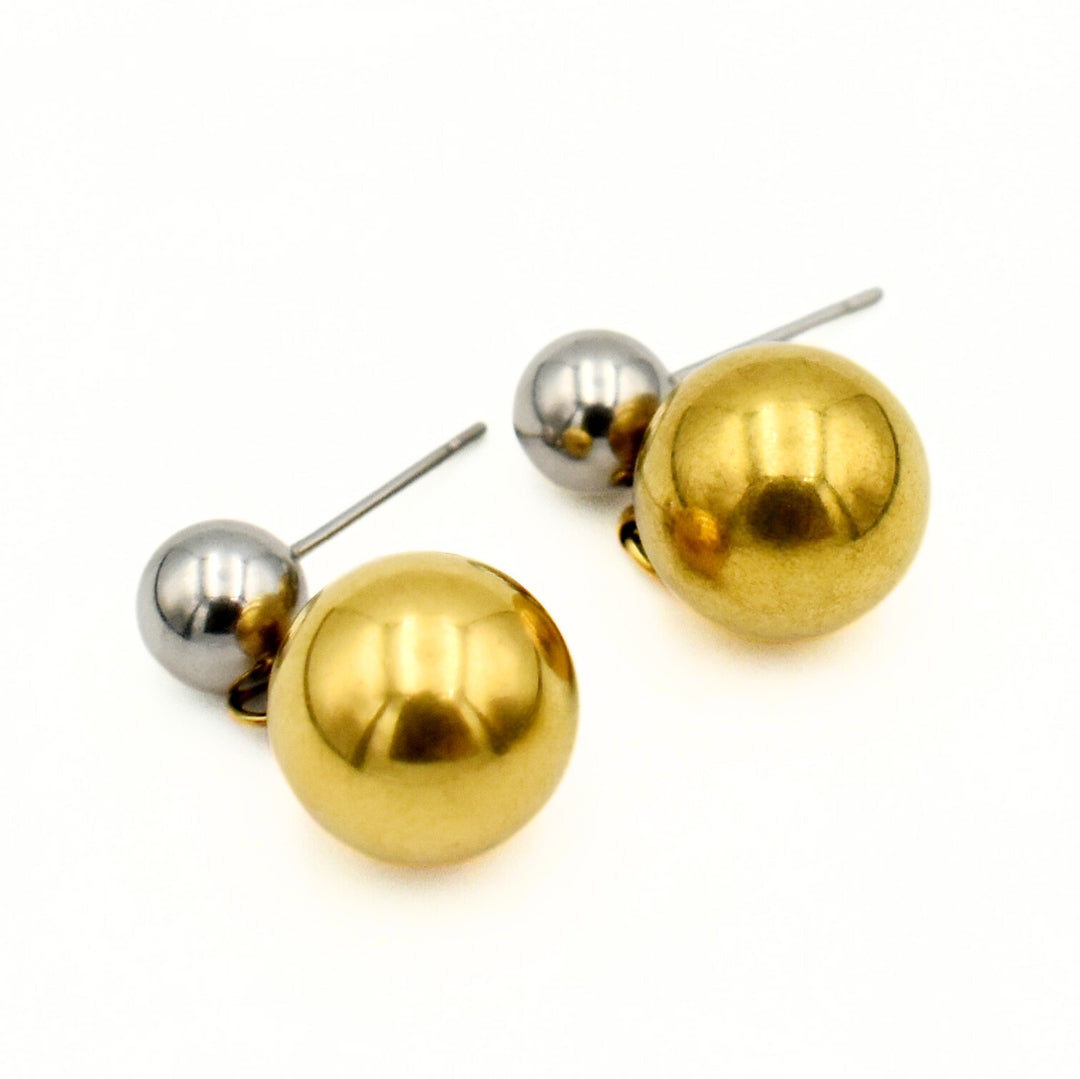 Gold Plated Round Two-Tone Earrings