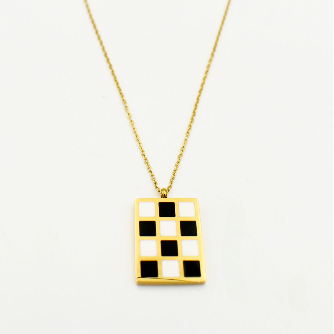 Gold Plated Chess Pendant Necklace
