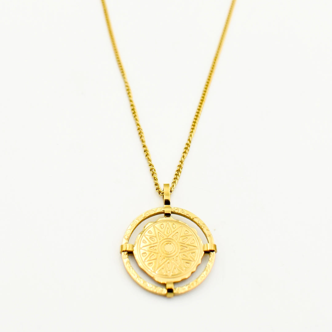 Gold Plated Compass Pendant Necklace