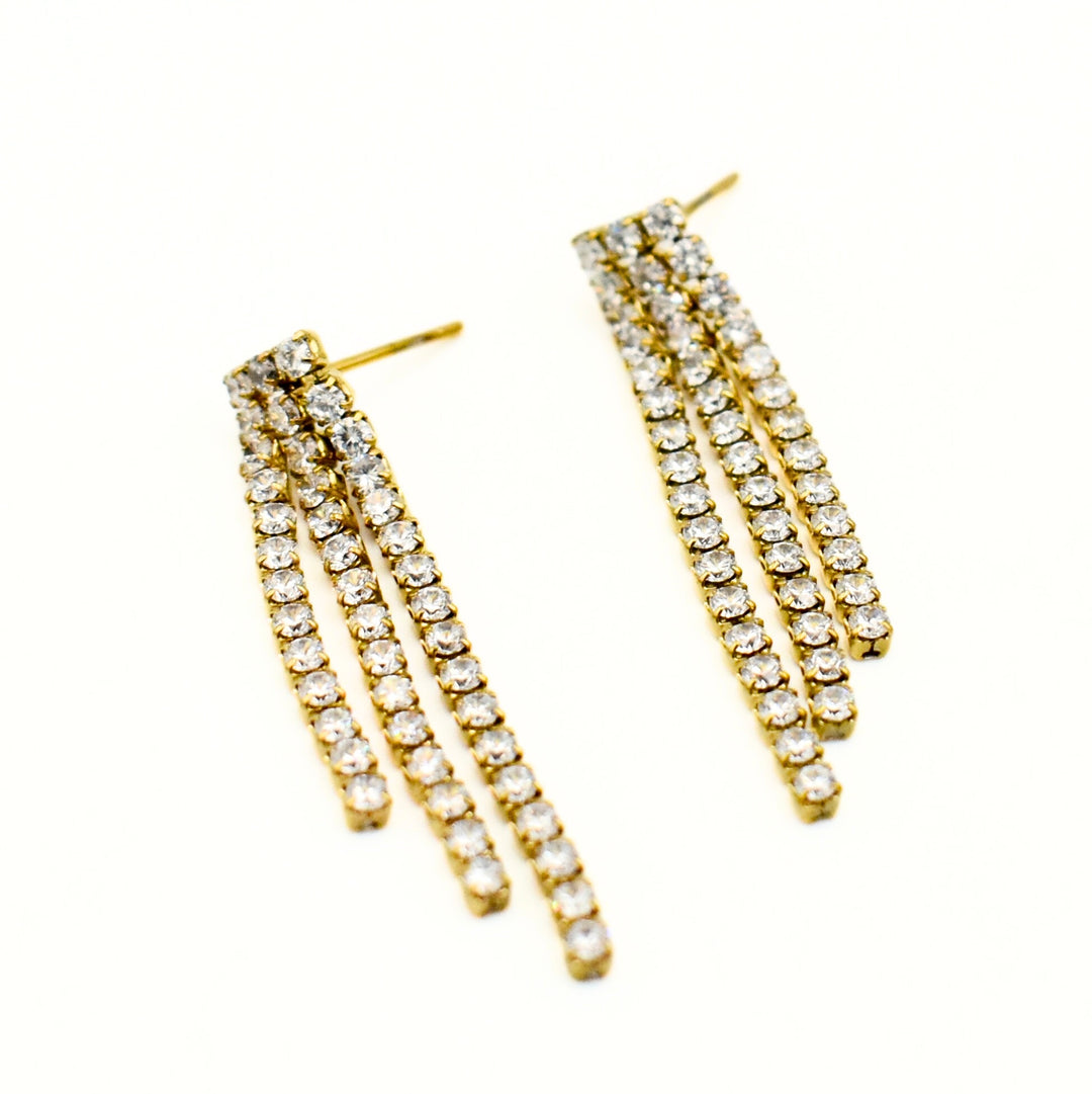 Gold Plated Cubic Drop Earrings