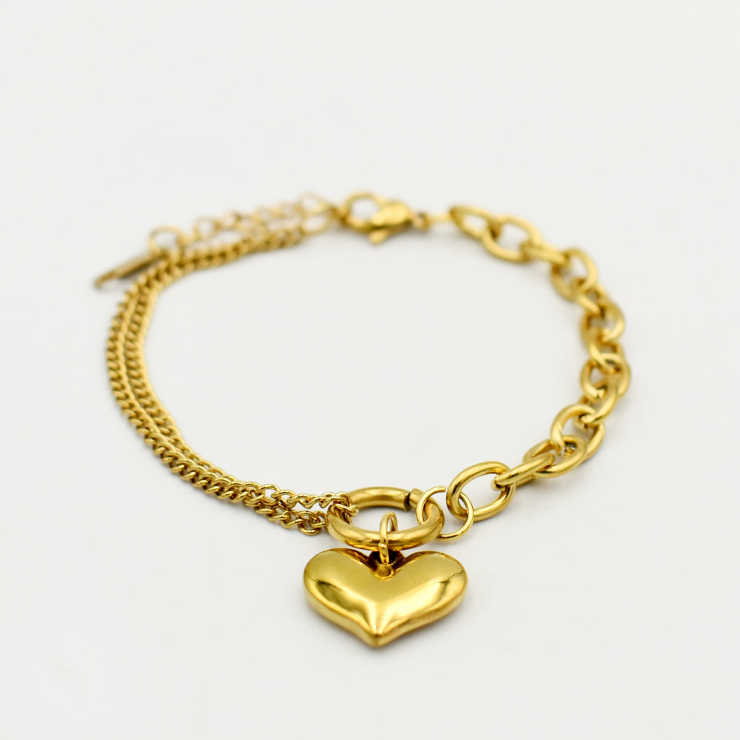 Gold Paperclip Heart Bracelet