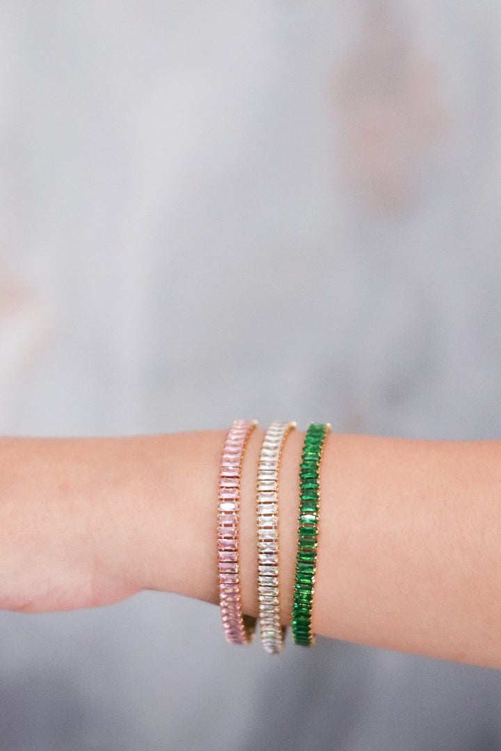 Green Cubic Zirconia Baguette Bracelet