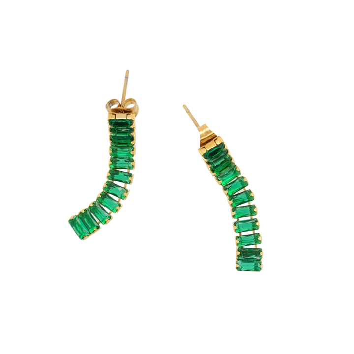 Green Baguette Cubic Zirconia Drop Earrings