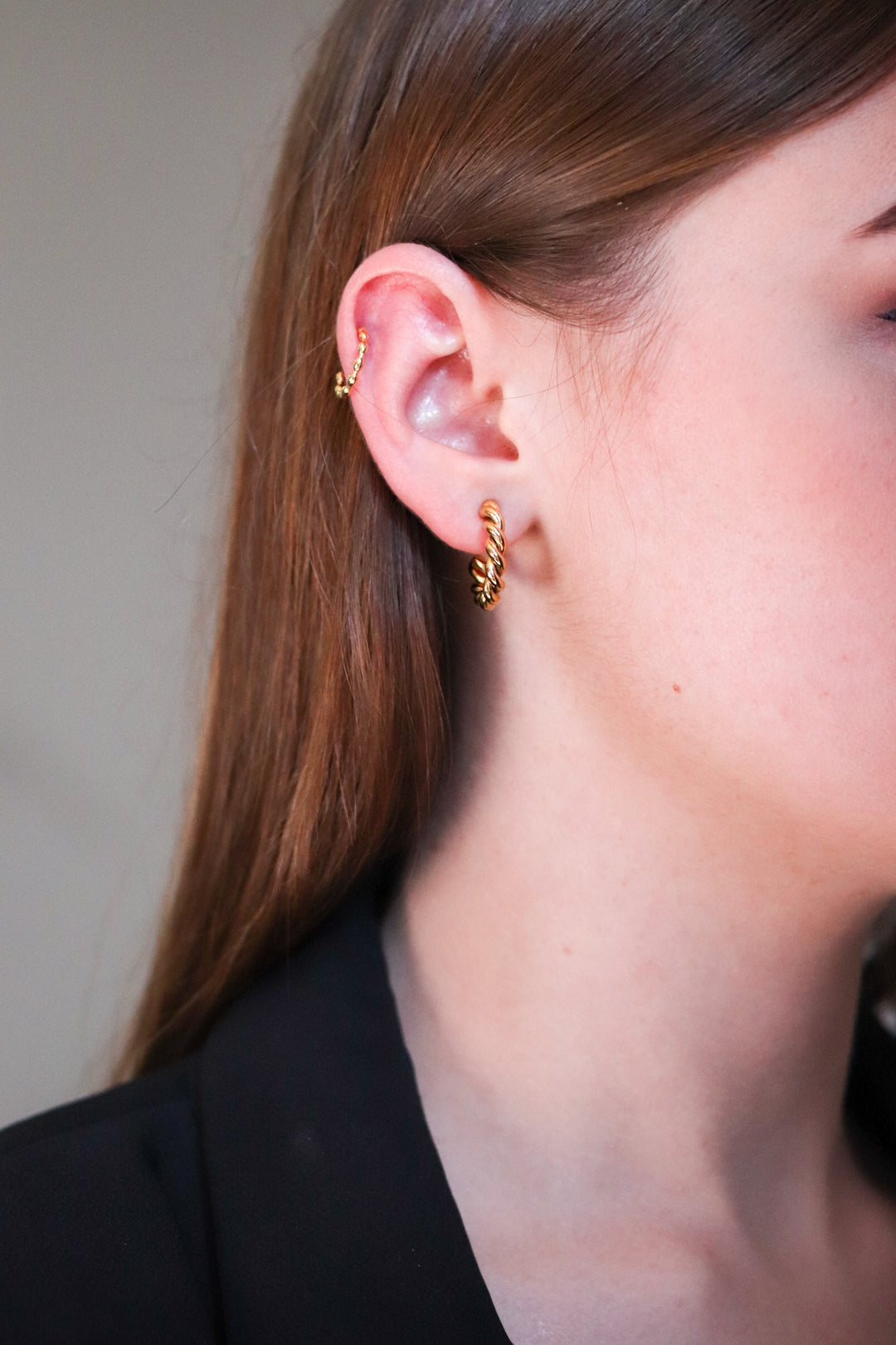 Gold Plated Medium Woven Hoop Earrings