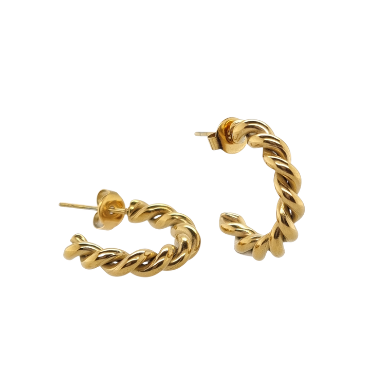 Gold Plated Medium Woven Hoop Earrings