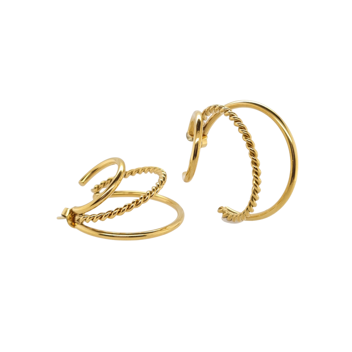 Gold Plated Multilayer Hoop Earrings