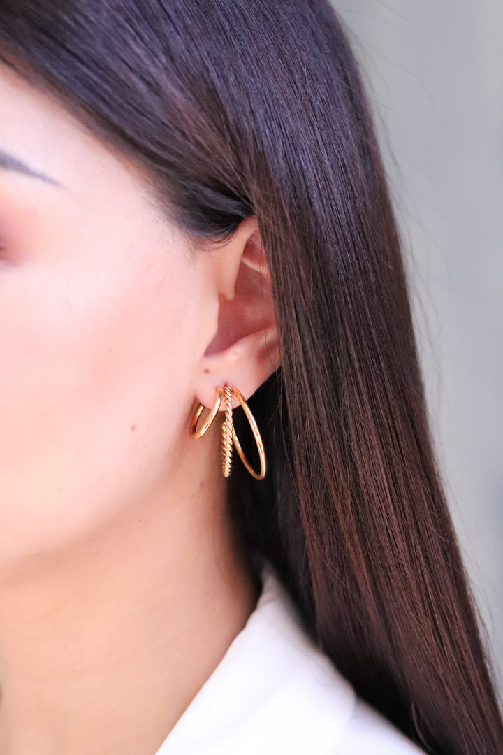 Gold Plated Multilayer Hoop Earrings