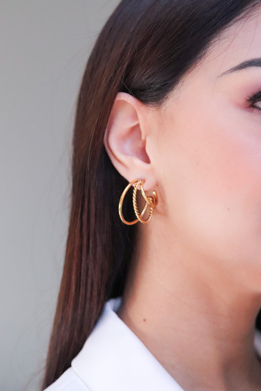 Gold Plated Multilayer Hoop Earrings