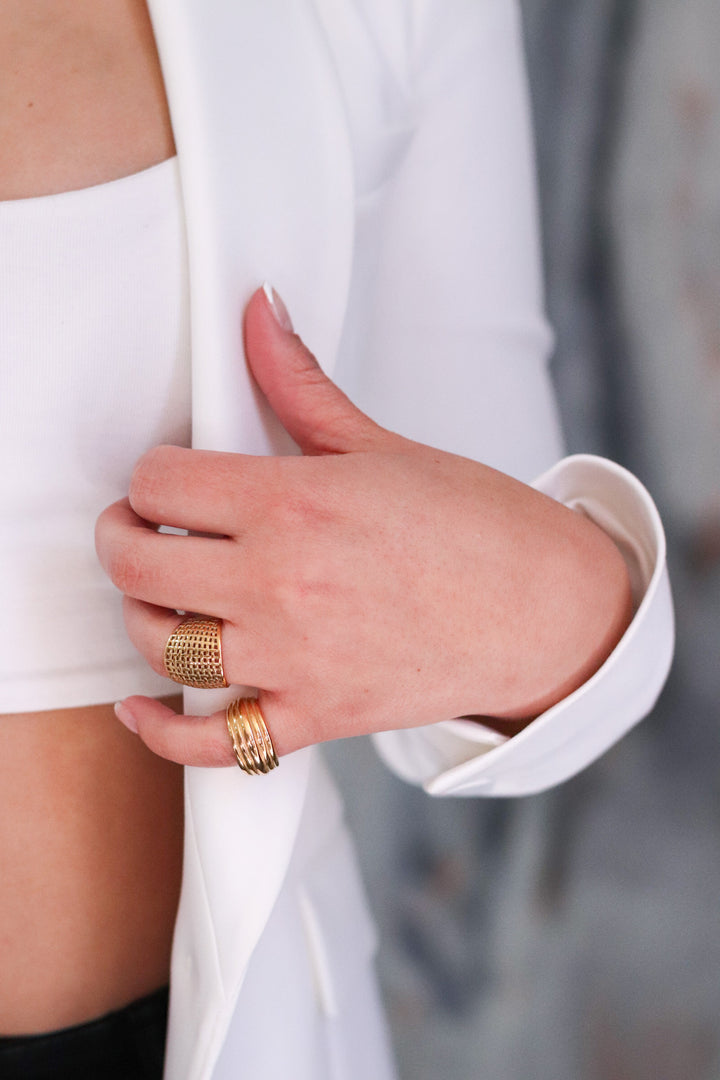 Gold Plated Large Netted Ring