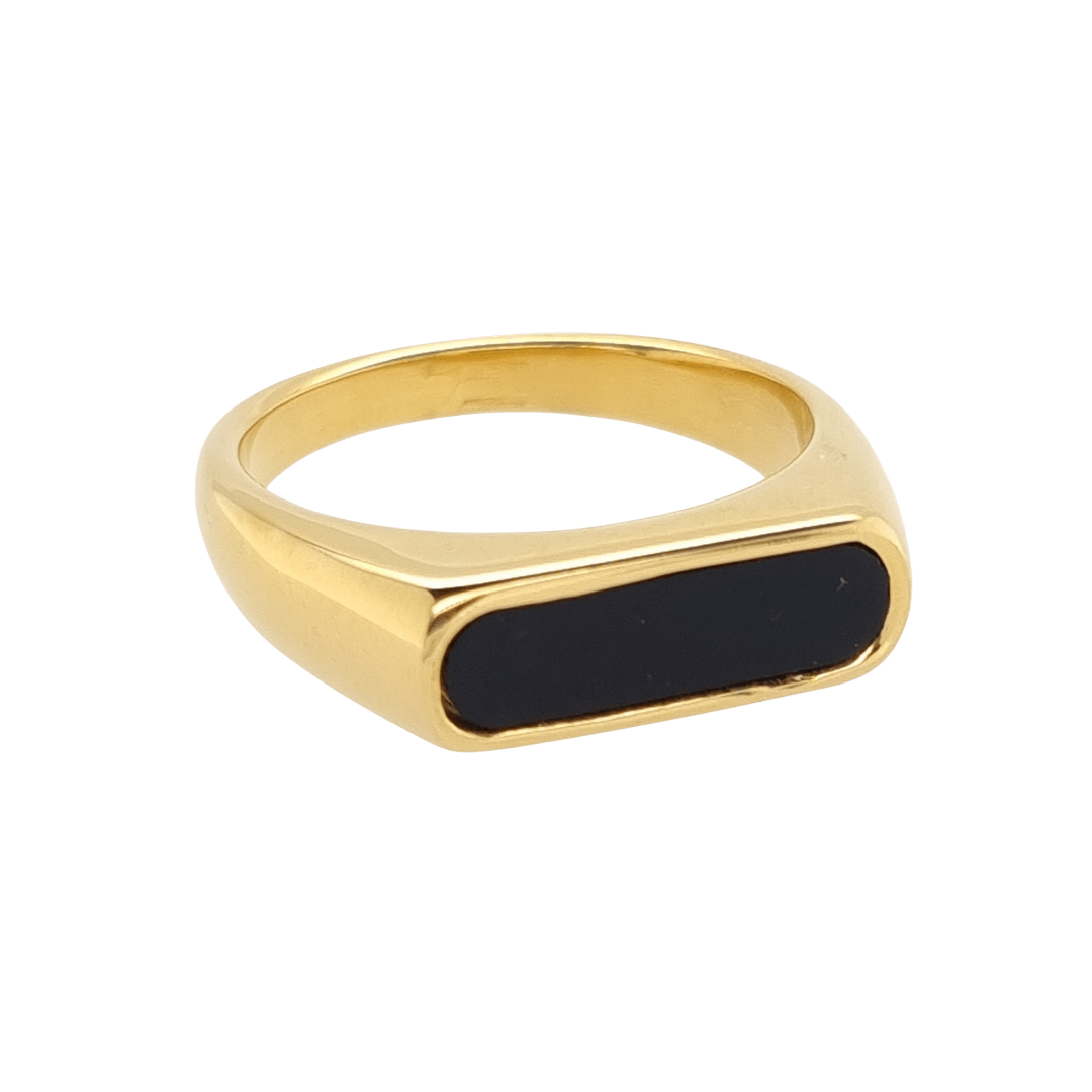 Black Stone Gold Ring