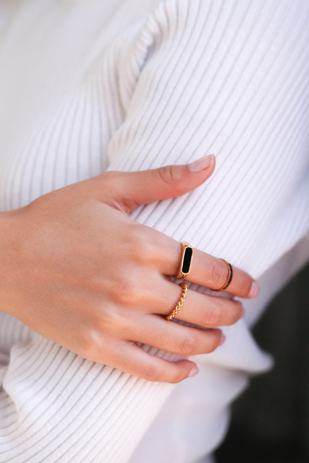 Black Stone Gold Ring